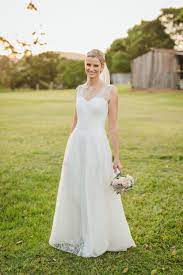 One Of Our Real Brides Penny Looking Amazing In Our Kate Gown With A V Neck And 1 2 C C Skirt Just Stunning From Bertossi Brides At Paddington Weddings Www P