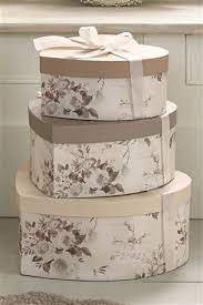 Set Of 3 Heart Ribbon Boxes More Hat Boxes Pretty Box Decorative Boxes