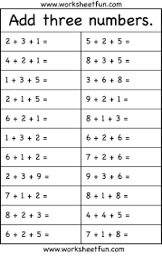Add Three Numbers 1 Worksheet Worksheets Pb First Grade First Grade Math Worksheets Math Addition Worksheets 1st Grade Math Worksheets