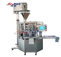 Máquina de envasado rotativa automática de bolsas de harina de potencia  fina con llenador de tornillo y elevador de tornillo opcional