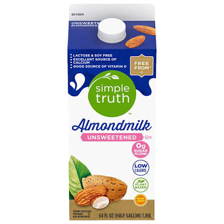 Simple Truth™ Dairy Free Unsweetened Almond Milk Half Gallon, 1/2 gal -  Kroger