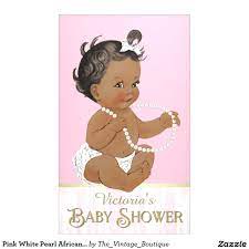 Pink White Pearl African American Girl Baby Shower Banner Zazzle Com Baby Shower Paper Baby Shower Banner Girl Baby Shower