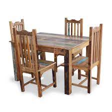 We use wood that has been reclaimed from amish barns of pennsylvania, and most of the wood is over 100 years old. Buy Fr Dining Sets Series 4 Seater Reclaimed Wood Dining Table And Slat Back Chairs Online 4 Seater Dining Sets Hotel And Restaurant Tables And Chairs Commercial Furniture Furnitureroots Product
