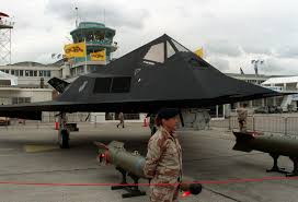 Lockheed f 117a nighthawk by bagera3005 on deviantart. U S Air Force Security Police Stand At Parade Rest Around A 37th Tactical Fighter Wing F 117a Aircraft On Display At The 1991 Paris Air Show Two Paveway Ii Laser Guided Bombs Are In