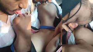 Shy mallu college girl smooched, boobs sucked by bf in car mms