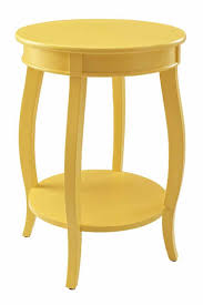 Yellow Mdf Solid Wood Round Table With Shelf Round Accent Table Powell Furniture Yellow Table