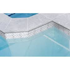 Considering waterline tile on your fiberglass pool? Sandy Pearl 2 75 X 3 25 Glass Mosaic Tile In Gray Pool Tile Designs Waterline Pool Tile Mosaic Pool