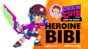 All images in this page is copyrighted. How To Draw Heroine Bibi Brawl Stars Super Easy Drawing Tutorial With A Coloring Page Youtube