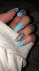 If you love blue and shine, mix them together for your beautiful coffin nails. Blue Glitter Acrylic Fake Nails Nail Nails Acrylicnails Acrylics Acrylic Glitter Blue Gli Blue Glitter Nails Acrylic Nails Coffin Short Baby Blue Nails