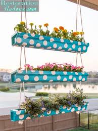 3 Tier Polka Dot Hanging Gutter Planter Restoration Redoux Gutter Garden Diy Hanging Diy Gutters