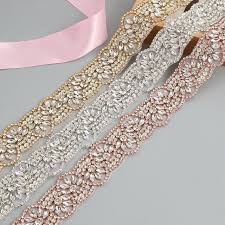 10yards Wholesale Sewing Bridal Beaded Rose Gold Silver Crystal Rhinestones Appliques Trim Fo Bridal Accessories Wedding Crystal Trim Wedding Dress Accessories