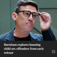 Andy Burnham is exploring how to tighten the early prison release scheme to  prevent child sex offenders from walking free from September. 🔗 Click the  link in the comments to read more