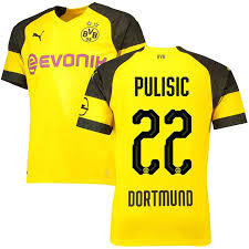 The new bvb jersey was dropped in unforgettable street party that had dj king marie on the turntables, as borussia dortmund players, influencers, sneaker heads and football fans witnessed the live creation of a giant graffiti mural featuring the new cup kit. Christian Pulisic Borussia Dortmund Puma 2018 19 Home Replica Player Jersey Yellow Borussia Dortmund Dortmund Jersey