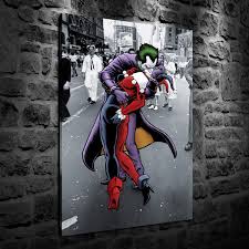 Oil Painting Hd Print Home Decor Wall Art On Canvas The Joker And Harley Quinn The Kissing Unframed Wish