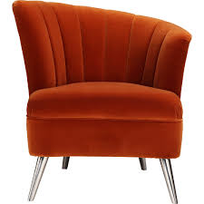 Moe S Home Collection Me 1042 12 Layan Accent Chair Right Orange Velvet Metal Legs Orange Accent Chair Accent Chairs Moe S Home Collection