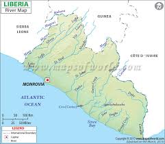 Representing a round earth on a flat map requires some distortion of the geographic features no matter how the map is done. Liberia River Map