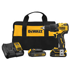 This drill comes with a 1/2 chuck, 1.3ah lithium ion battery,charger ,led. Dewalt Dcd709c2 Atomic 20v Max Brushless Compact Cordless 1 2 In Hammer Drill Driver Kit