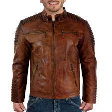 Distressed Brown Biker Style Leather Jacket In Usa Uk Canada Australia Germany France Greece Russia Alaska New York Los Angeles Chicago Houston Phi Leather Jacket Jackets Men Fashion Leather Jackets For