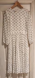 Hobbs London Green Blue Polka Dot Silk Blend Pencil