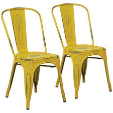 Bristow Set Of 2 Antique Yellow Metal Dining Chairs 5r317 Lamps Plus Metal Dining Chairs Metal Chairs Dining Chairs