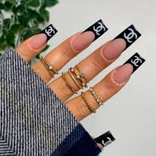 There are tons of ideas for nail art, but find a design really cute that suits our particular taste is not so easy. Chanel Tips Nail Art Design In 2021 Chanel Nails Chanel Nails Design Long Acrylic Nails Coffin