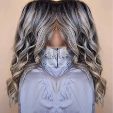 Icy Blonde Strands With Grey Blue Lowlights Icy Blonde Light Blue Hair Gray Hair Highlights
