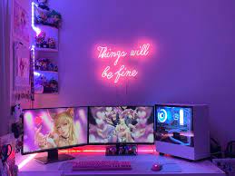 Gaming room setup gaming rooms kawaii games kawaii bedroom game room design cute room decor cute games gamer room up game. ï¾Ÿpink Purple Gamer Girl Setup ï¾Ÿ Gaming Room Setup Gamer Room Decor Pc Gaming Setup