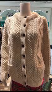 The aran sweater, also known as a fisherman irish sweater, the famous original since 1892; Irish Hand Knit Aran Cardigan The Donegal Shop