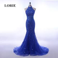 Lorie Luxury Evening Dresses Abendkleider Halter Beaded Bling Bling Royal Blue Royal Blue Prom Dresses Prom Dresses Long Mermaid Royal Blue Bridesmaid Dresses