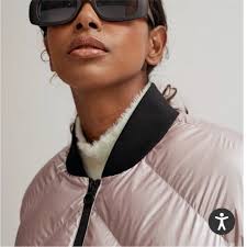 Noize Amber Metallic Quilted Bomber Puffer Coat Winter Jacket Purple XS