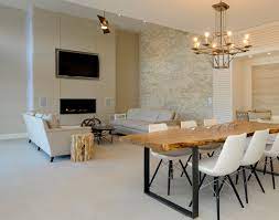 Use a dark navy color for a dramatic feel or a brighter shade to add more energy into the space. Dining Room Feature Wall Houzz