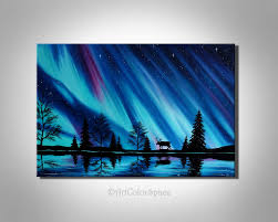 Aurora Borealis Art Northern Lights Norway Landscape Painting Etsy Northern Lights Painting Northern Lights Art Aurora Borealis Art