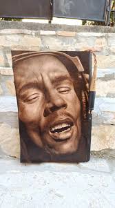 Memorial portrait hand-burned