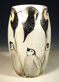 Hand Painted Pottery By Nan Hamilton In Boston Ma Hand Painted Pottery Pottery Painting Penguin Decor