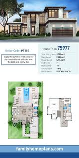 This style is renowned for its simplicity, clean lines and interesting rooflines that leave a dramatic impression from the moment you set your eyes on it. Modern Style House Plan 75977 With 3 Bed 4 Bath 3 Car Garage Modern Style House Plans Luxury House Plans Pool House Plans