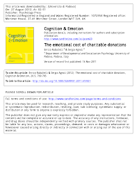 Donating in honor of someone means that you're giving to a charity with that person in mind. Pdf The Emotional Cost Of Charitable Donations