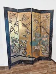Piece has intricate hand painted with images of birds, flowers, vines. Gold Screens And Room Dividers For Sale Ebay