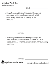 Print test (only the test content will print). Free Printable Algebra Word Problems Worksheets Also Available Online