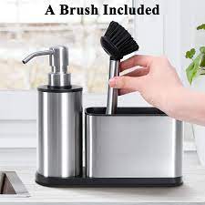 Kitchen sink caddy with soap dispenser. Buy Odesign Bathroom Soap Dispensers With Sink Caddy A Spare Brush Included Kitchen Sink Organizer Sponge Holder Dish Soap Dispenser For Countertop Stainless Steel Rustproof Online In Germany B0928ksshv