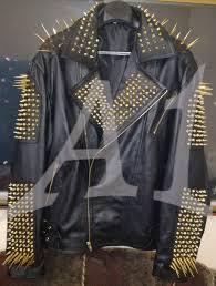 Black And Gold Leather Jacket Mens Mens Punk Style Full Black Biker Golden Long Spikes Studded Leather Jacket Coats Jackets Leather Jacket Style Leather Jacket Studded Leather Jacket
