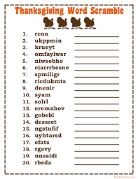 All of our worksheets have answer sheets. Printable Thanksgiving Word Scramble Game
