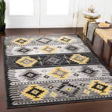 It features overlapping branches with orange, green, red, and blue leaves for a. Wyatt Black Yellow Southwestern Area Rug 2 X 3 Overstock 21280068