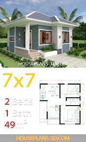 House Design 7x7 With 2 Bedrooms Full Plans House Plans 3d Small House Layout Small House Design Plans Small House Design