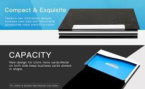 Stainless steel construction surface, very solid and. Padike Professional Business Card Holder Business Card Case Luxury Pu Leather Stainless Steel Card Holder V White Keep Business Cards In Immaculate Condition Credit Card Holder Business Card Cases Clothing Shoes