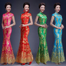 Let us dress your dreams. Rot Blau Grun Farbe Luxus Chinesischen Traditionellen Hochzeitskleid Qipao Meerjungfrau Brautkleid Fischschwanz Asiatischen Stil Kurzarm Chinese Traditional Wedding Dress Luxury Chineseqipao Styles Aliexpress