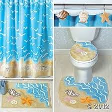 Vinyl wall decal ocean sea seashells style bathroom decor stickers (2065ig). Nautical Seashell Decor Complete Bathroom Rug And Shower Curtain Set New Seashell Shower Curtain Fabric Shower Curtains Shower Curtain Sets
