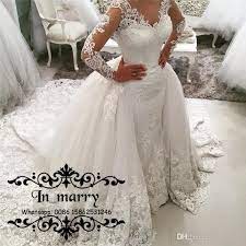 2017 Fall Plus Size Mermaid Overskirts Wedding Dresses Detachable Train Vintage Lace Long Sleeves Beaded Muslim Indian Spanish Bridal Gowns From In Marry 277 Detachable Train Wedding Dress Bridal Gowns Online Wedding Dress