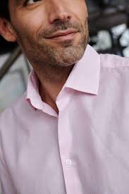 Chemise Fines Rayures Coton et Lin Rose