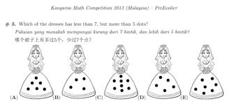 Kangaroo Math Malaysia Cuti Sekolah Ramai Orang Mengadakan Kenduri Kendara Termasuklah Kenduri Perkahwinan Mari Kita Tengok Soalan Kmc Untuk Peringkat Umur 6 7 Tahun Kategori Pre Ecolier 2013 Soalannya Berbunyi Pakaian Yang