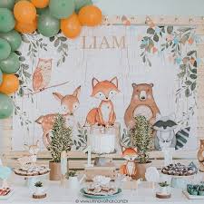 Woodland creatures party supplies baby shower decorations, forest animal friends theme party supplies, 32 guests dinner plates, dessert plates,9 oz cups and napkins for baby shower and birthday party 4.9 out of 5 stars 388 Woodland Backdrop Birthday Backdrop First Birthday Baby Etsy In 2021 Woodland Baby Shower Decorations Baby Shower Backdrop Woodland Birthday Party